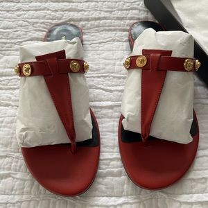 Versace Red Icon Thong Flat Sandal